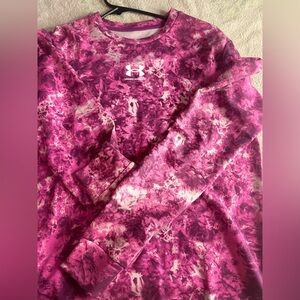 Under Armour Pink and White Tie-Dye Top